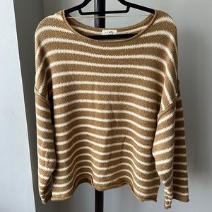 NWOT Slouchy Oversized Gold and Cream Striped Promesa Sweater
